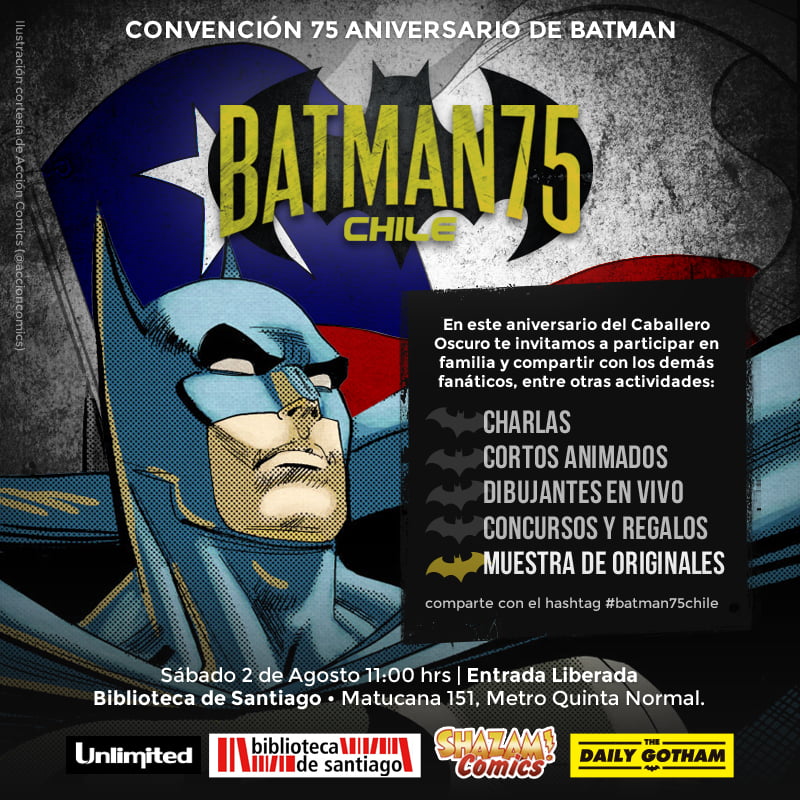 You are currently viewing Celebra el Cumpleaños de Batman con: “Batman 75 Chile” @BibliotecadStgo