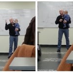 El profesor que dio una clase con bebé en brazos conmueve a las redes sociales